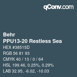 カラーコード: Behr - PPU13-20 Restless Sea | qconv.com