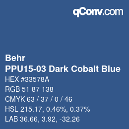カラーコード: Behr - PPU15-03 Dark Cobalt Blue | qconv.com
