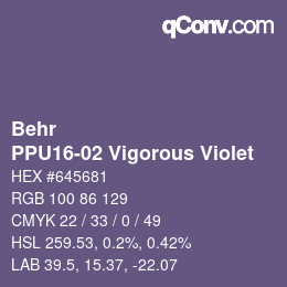 Color code: Behr - PPU16-02 Vigorous Violet | qconv.com