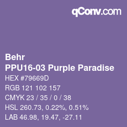 Código de color: Behr - PPU16-03 Purple Paradise | qconv.com