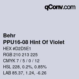 Farbcode: Behr - PPU16-08 Hint Of Violet | qconv.com