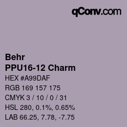 カラーコード: Behr - PPU16-12 Charm | qconv.com