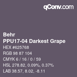 Código de color: Behr - PPU17-04 Darkest Grape | qconv.com