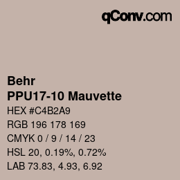 Color code: Behr - PPU17-10 Mauvette | qconv.com