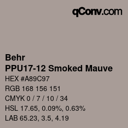 Código de color: Behr - PPU17-12 Smoked Mauve | qconv.com