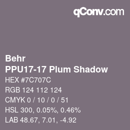 カラーコード: Behr - PPU17-17 Plum Shadow | qconv.com