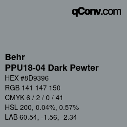 Code couleur: Behr - PPU18-04 Dark Pewter | qconv.com