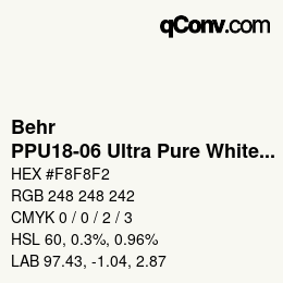Color code: Behr - PPU18-06 Ultra Pure Whiteâ® | qconv.com