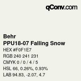 Color code: Behr - PPU18-07 Falling Snow | qconv.com
