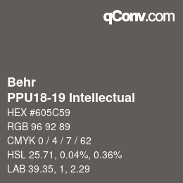 カラーコード: Behr - PPU18-19 Intellectual | qconv.com