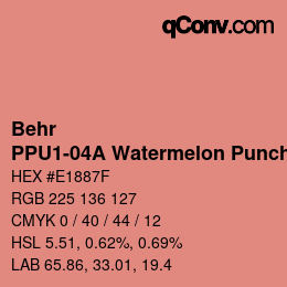 カラーコード: Behr - PPU1-04A Watermelon Punch | qconv.com