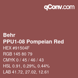 カラーコード: Behr - PPU1-08 Pompeian Red | qconv.com