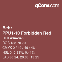 カラーコード: Behr - PPU1-10 Forbidden Red | qconv.com