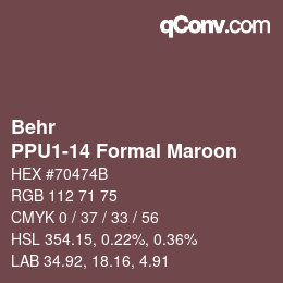 カラーコード: Behr - PPU1-14 Formal Maroon | qconv.com