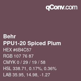 カラーコード: Behr - PPU1-20 Spiced Plum | qconv.com