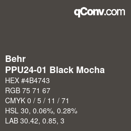 Color code: Behr - PPU24-01 Black Mocha | qconv.com