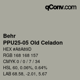 Color code: Behr - PPU25-05 Old Celadon | qconv.com