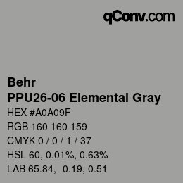 Color code: Behr - PPU26-06 Elemental Gray | qconv.com