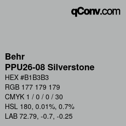 カラーコード: Behr - PPU26-08 Silverstone | qconv.com