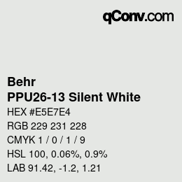 カラーコード: Behr - PPU26-13 Silent White | qconv.com
