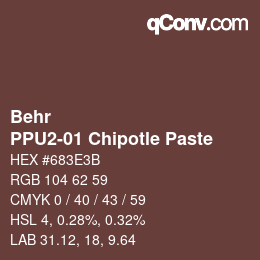 Code couleur: Behr - PPU2-01 Chipotle Paste | qconv.com