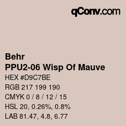 Code couleur: Behr - PPU2-06 Wisp Of Mauve | qconv.com
