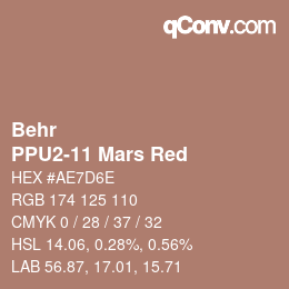 Código de color: Behr - PPU2-11 Mars Red | qconv.com