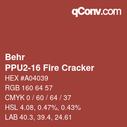 Color code: Behr - PPU2-16 Fire Cracker | qconv.com