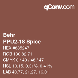 カラーコード: Behr - PPU2-18 Spice | qconv.com