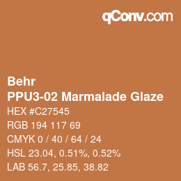 Color code: Behr - PPU3-02 Marmalade Glaze | qconv.com