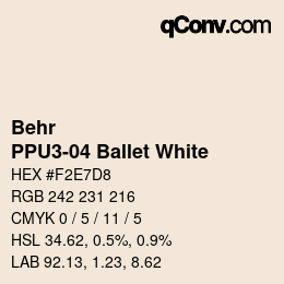 Code couleur: Behr - PPU3-04 Ballet White | qconv.com