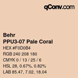 カラーコード: Behr - PPU3-07 Pale Coral | qconv.com