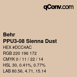 Code couleur: Behr - PPU3-08 Sienna Dust | qconv.com
