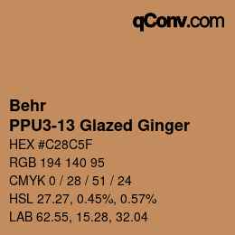 Código de color: Behr - PPU3-13 Glazed Ginger | qconv.com
