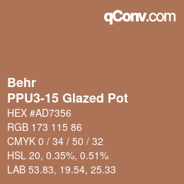 カラーコード: Behr - PPU3-15 Glazed Pot | qconv.com