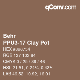 Color code: Behr - PPU3-17 Clay Pot | qconv.com