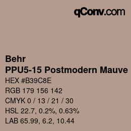 Code couleur: Behr - PPU5-15 Postmodern Mauve | qconv.com