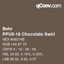カラーコード: Behr - PPU5-18 Chocolate Swirl | qconv.com