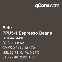 Farbcode: Behr - PPU5-1 Espresso Beans | qconv.com