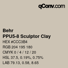 カラーコード: Behr - PPU5-8 Sculptor Clay | qconv.com