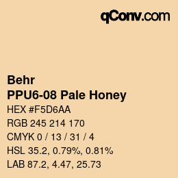 カラーコード: Behr - PPU6-08 Pale Honey | qconv.com