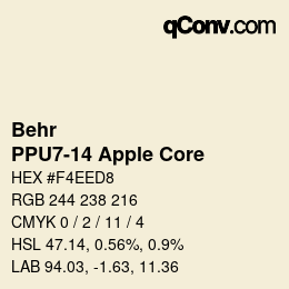 Código de color: Behr - PPU7-14 Apple Core | qconv.com