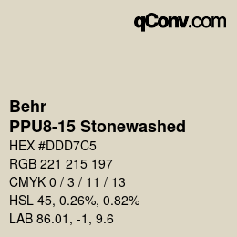 カラーコード: Behr - PPU8-15 Stonewashed | qconv.com