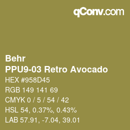 カラーコード: Behr - PPU9-03 Retro Avocado | qconv.com