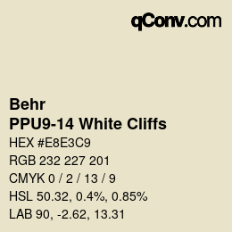 Color code: Behr - PPU9-14 White Cliffs | qconv.com