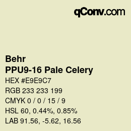 Código de color: Behr - PPU9-16 Pale Celery | qconv.com