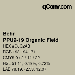 Farbcode: Behr - PPU9-19 Organic Field | qconv.com