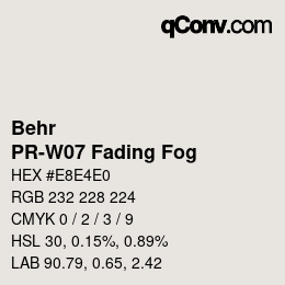 Código de color: Behr - PR-W07 Fading Fog | qconv.com
