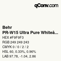 Color code: Behr - PR-W15 Ultra Pure Whiteâ® | qconv.com