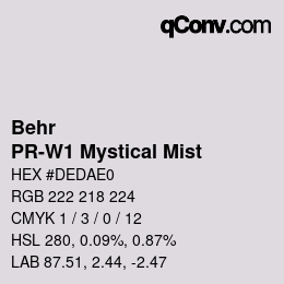 Color code: Behr - PR-W1 Mystical Mist | qconv.com